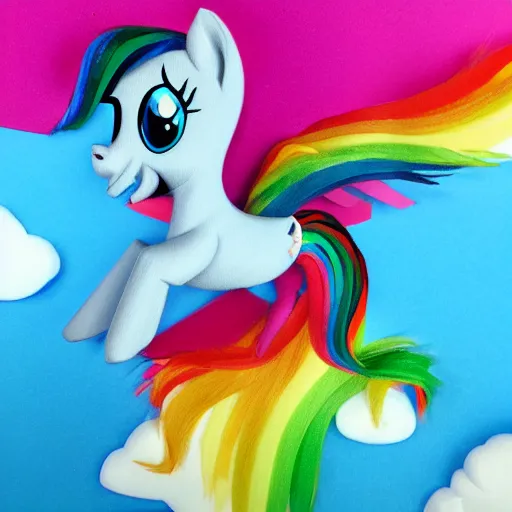 Image similar to mr. potato head riding rainbowdash pony