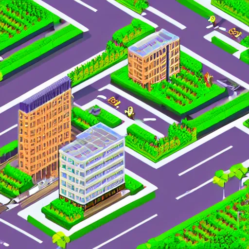 Prompt: isometric building sprite. high density commercial. sim city 4