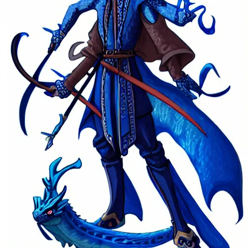 Prompt: half length portrait of a medieval d & d fantasy nerdy anthropomorphic blue dragon - headed - human hybrid with electrcity magic, anime key visual by miyazaki