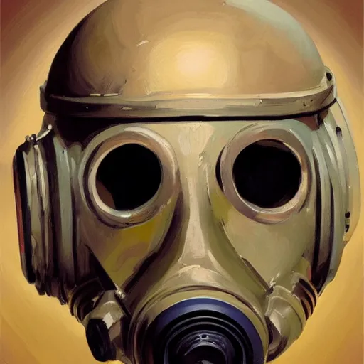 Image similar to concept art of gas mask, oil painting by jama jurabaev, brush hard, artstation, cgsociety, high quality, brush stroke