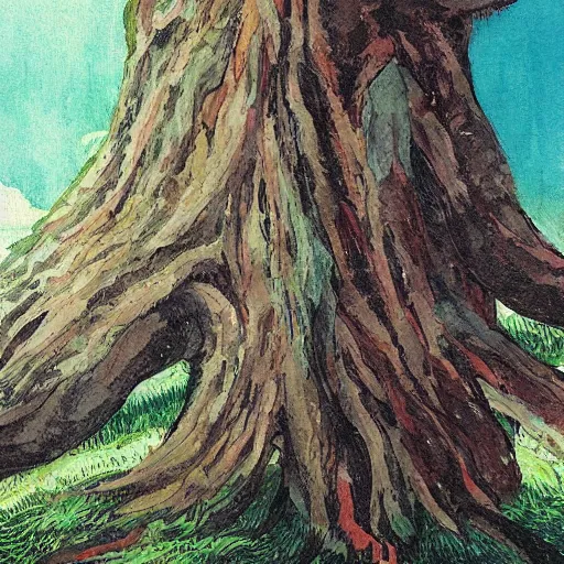 Prompt: beautiful old tree painting by studio ghibli