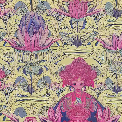 Image similar to Gilded lotus princess oriental wallpaper, james jean