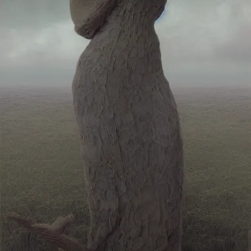 Prompt: Woman masterpiece, wearing a dress, by Edgar Maxence and Ross Tran, Zdzisław Beksiński, and Michael Whelan, distant, gustav dore, H.R. Giger, 8k, octane render