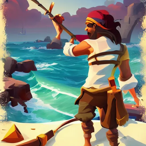 Image similar to painting treasure on sea of thieves game smooth median photoshop filter cutout vector, behance hd by jesper ejsing, by rhads, makoto shinkai and lois van baarle, ilya kuvshinov, rossdraws global illumination