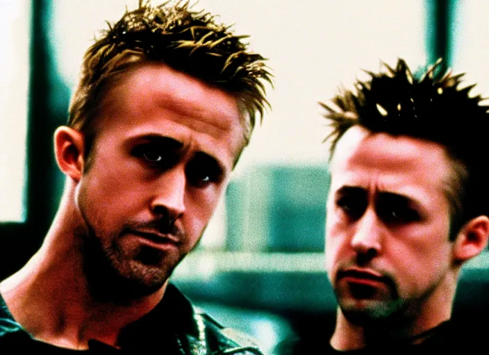 Image similar to film still of Ryan Gosling as Tyler Durden in Fight Club 1999