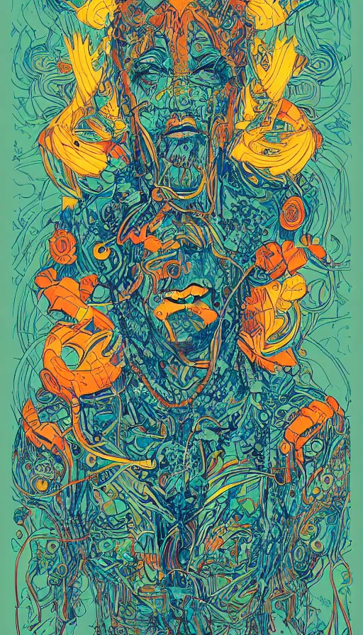 Image similar to portrait of a digital shaman, by james jean,