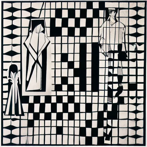 Prompt: a pattern made out of dices, black and white, woodcut, beardsley, aubrey, crepax, guido, moholy - nagy, laszlo