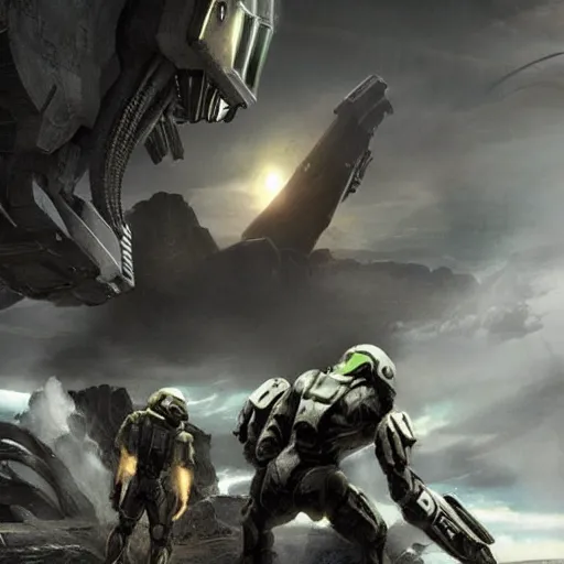 Image similar to concept art prometheus sequel meets halo, cinematic