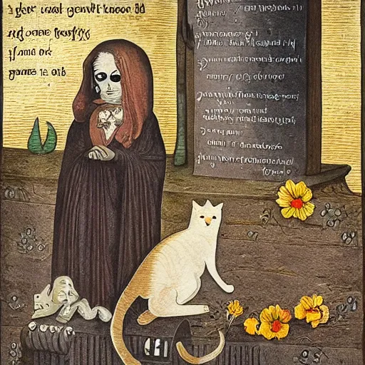 Prompt: Death, funeral and testament of a cat