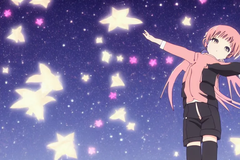 Image similar to Girl reaches for the stars, anime style