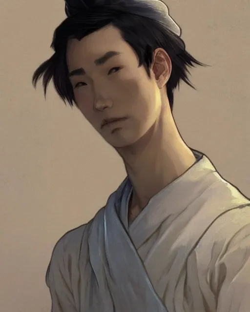 Image similar to cottagecore, south Korean male, wearing a maid dress, short, Levi Ackerman, short hair, pointy nose, annoyed. elegant. highly detailed, digital painting, artstation, concept art, smooth, sharp, focus, illustration. art by artgerm and greg rutkowski alphonse mucha and Marat Safin