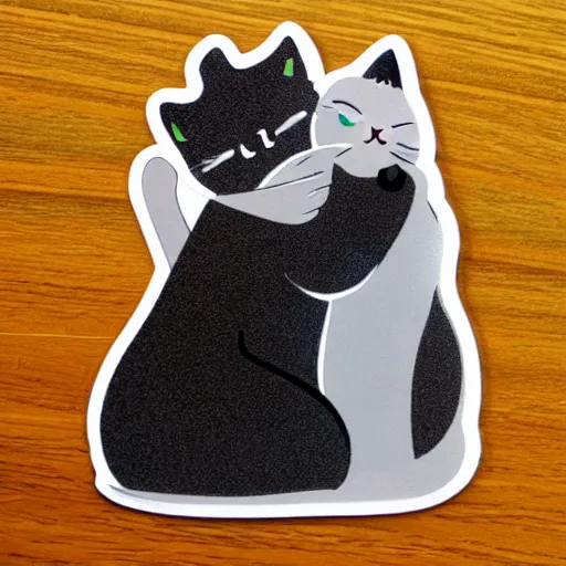 Image similar to sticker hugging cat