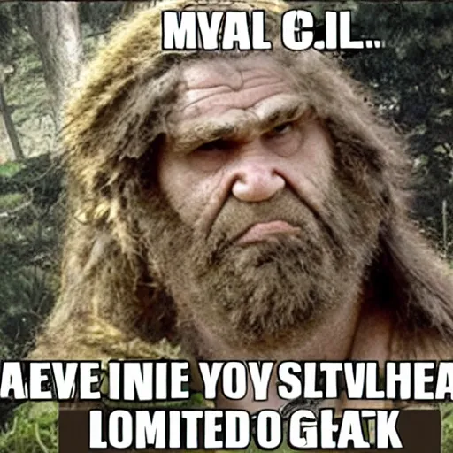 Prompt: Caveman meme