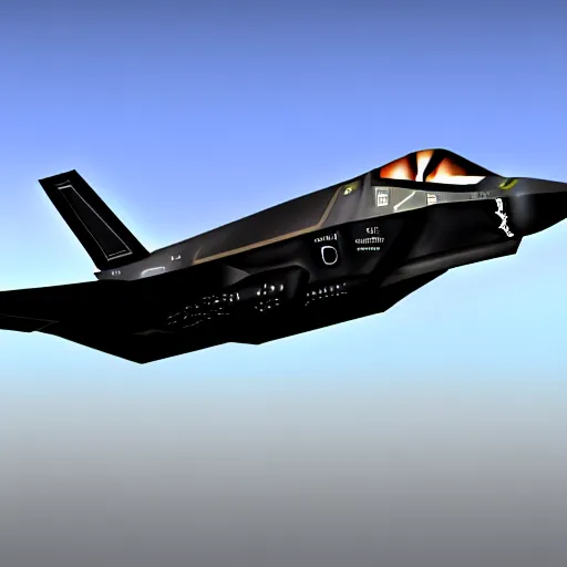 Image similar to The F-35 in the style of the Space Shuttle, black belly, white cloth top