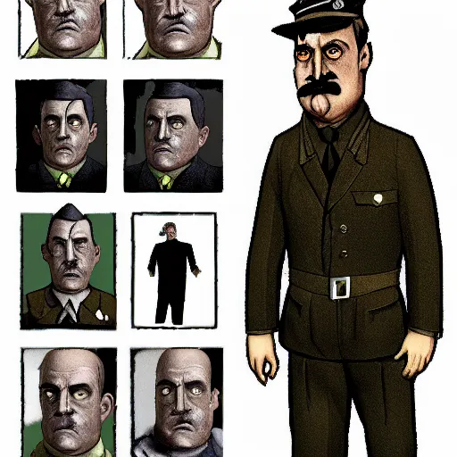Image similar to adolph hitler from rusty lake : roots ( 2 0 1 6 videogame ), very detailed face,