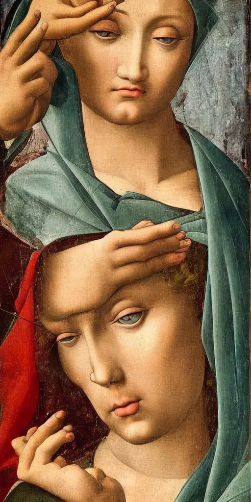 Prompt: Renaissance painting of a Fortune Teller looking into a crystal ball in the style of Botticelli, symmetrical face, accurate face, pretty