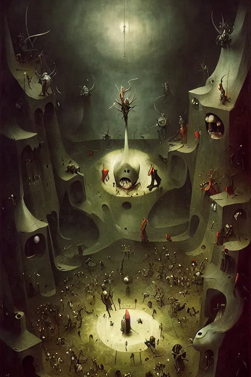 Image similar to hieronymus bosch, greg rutkowski, anna podedworna, painting of the torment nexus