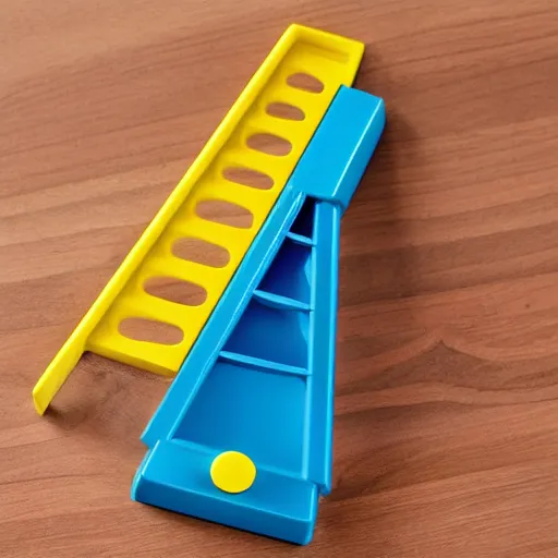 Image similar to a guillotine designed by fisher - price toys, toy guillotine, high detail product photo