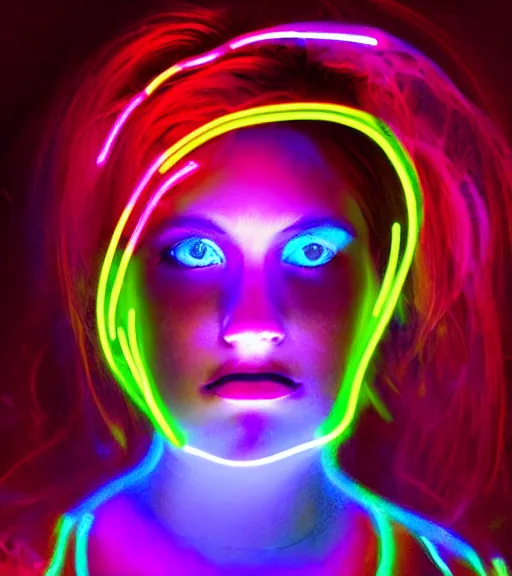 Image similar to neon lightpainting luminescent portrait, diffuse luminescent lightpainting, intricate wiccan luminescent lightpainting, elegant light, highly detailed zen, lifelike, photorealistic, artstation, luminescent concept art, smooth, sharp luminescent focus, luminescent art by john collier, artem demura, michael bosanko