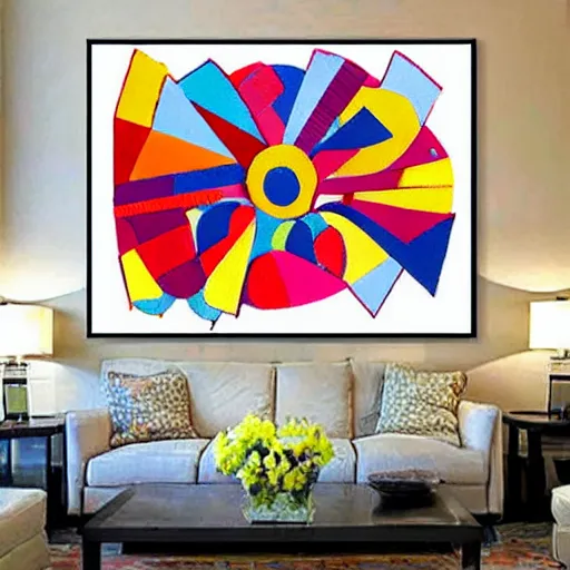 Image similar to award-winning large colorful abstract geometric shapes art painting