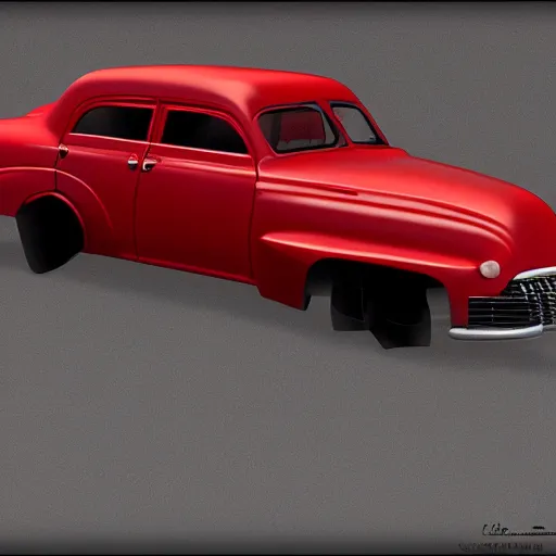 Image similar to red car, atompunk style, 3 d render, unreal engine