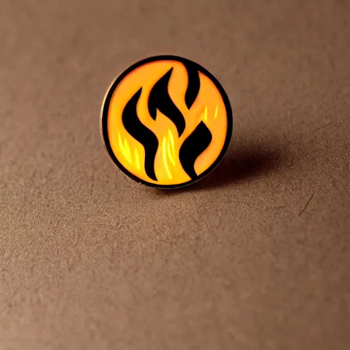 Image similar to a photo of a retro art deco minimalistic clean fire warning enamel pin, studio lighting, behance