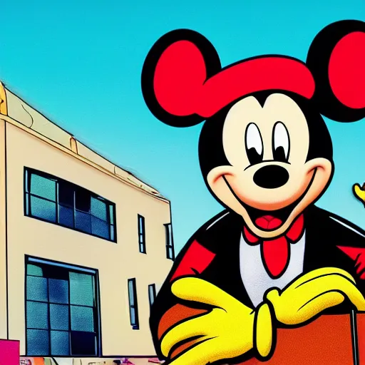 Prompt: highly detailed shot of better call saul cross over with mickey mouse house season finale