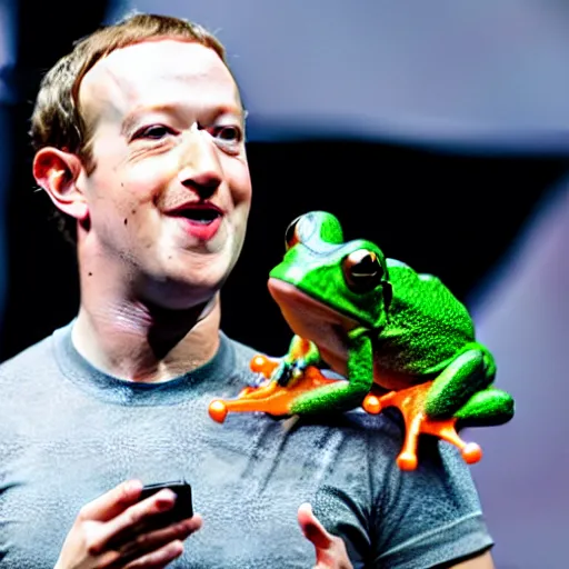 Prompt: mark zuckerberg holding a frog