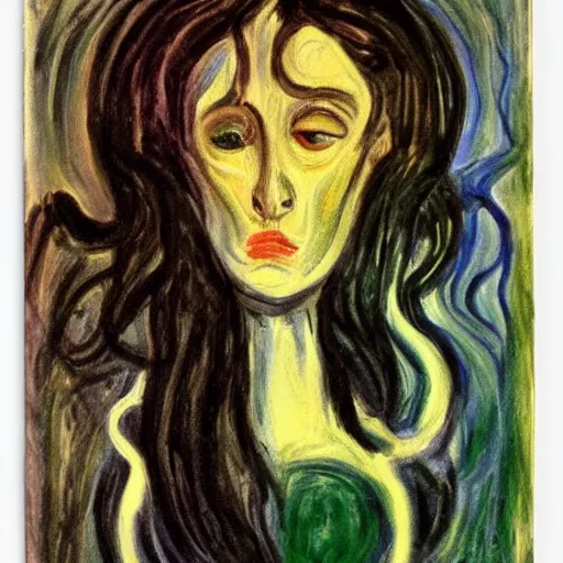 Prompt: Medusa by Edvard Munch