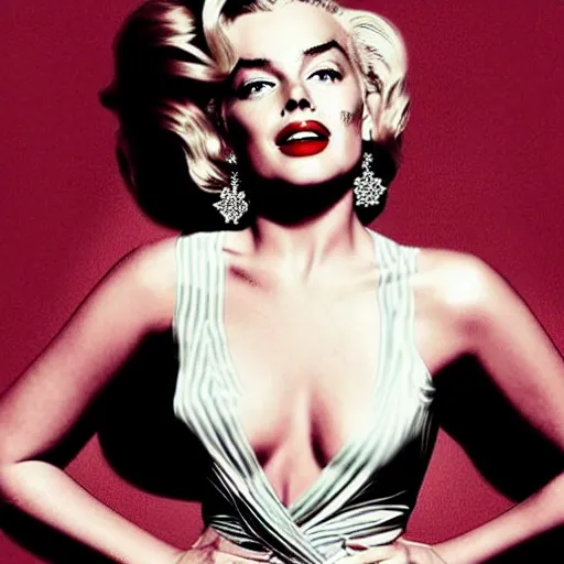 Prompt: Margot Robbie starring as Marilyn Monroe, movie poster, pinup girl