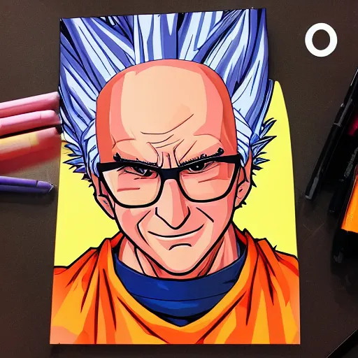 Image similar to super saiyan larry david, comic drawing style, artgerm