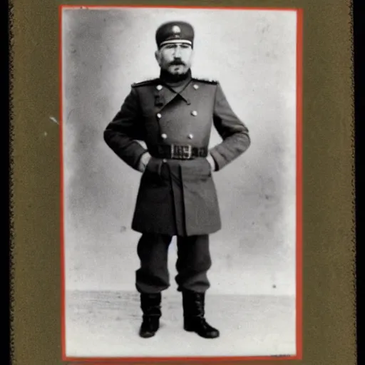 Image similar to photograph of political commissar alexey yeremenko, vintage war photograph, famous photo