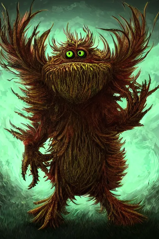 Image similar to a humanoid figure thistle monster with large glowing eyes, highly detailed, digital art, sharp focus, trending on art station, artichoke, anime art style