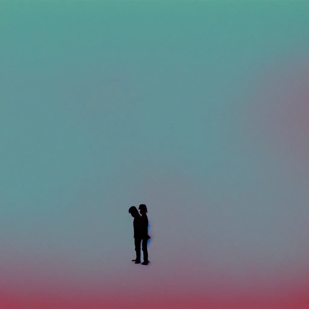 Image similar to boards of canada album cover, turquoise gradient film