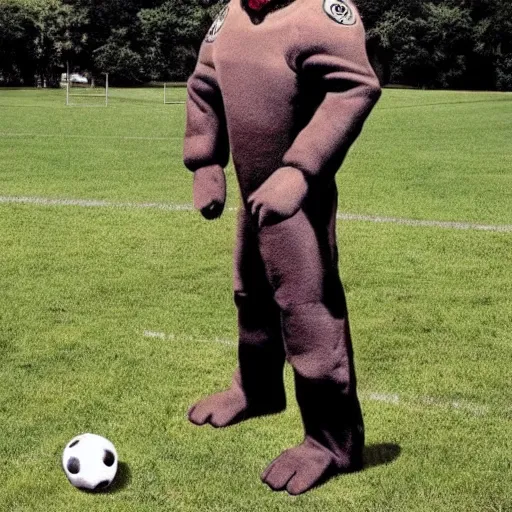 Image similar to full body a humanoid german shepherd beast - man, wearing soccer suit.