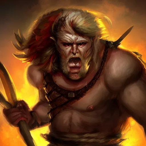 Prompt: splashart of a mad barbarian