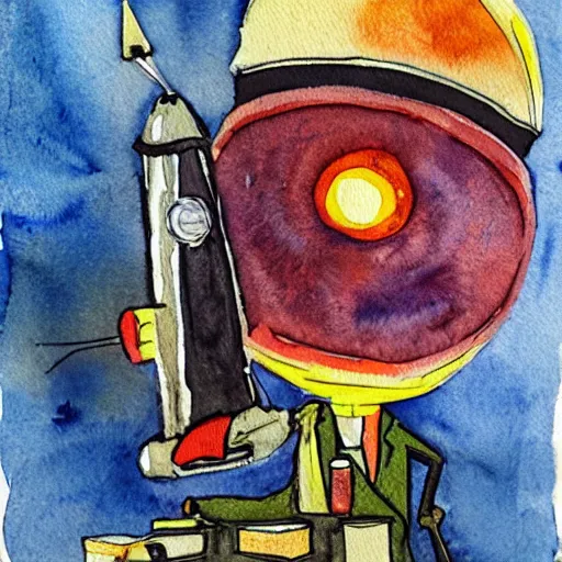 Prompt: doctor performing surgery on a rocket, watercolor painting