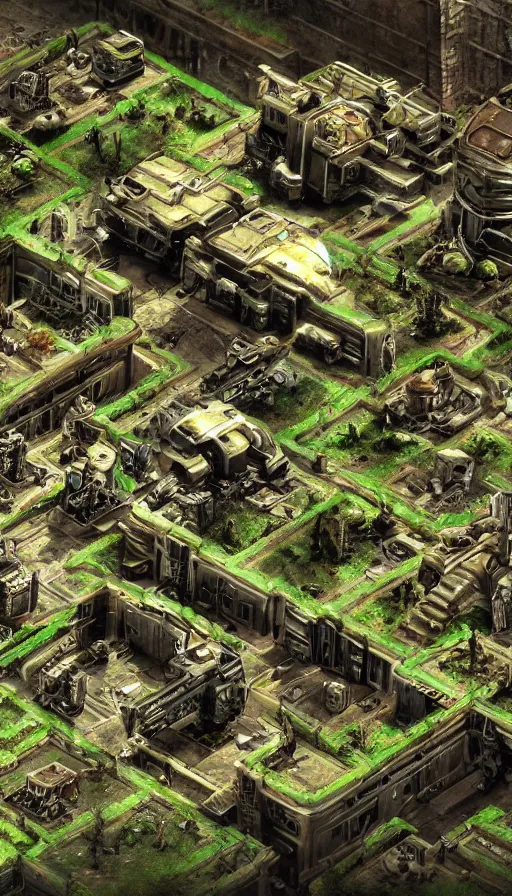 Image similar to tiberium infested cities, command and conquer 3 wallpaper, science fiction art, scrin and mutants, irradiated wasteland city ruins