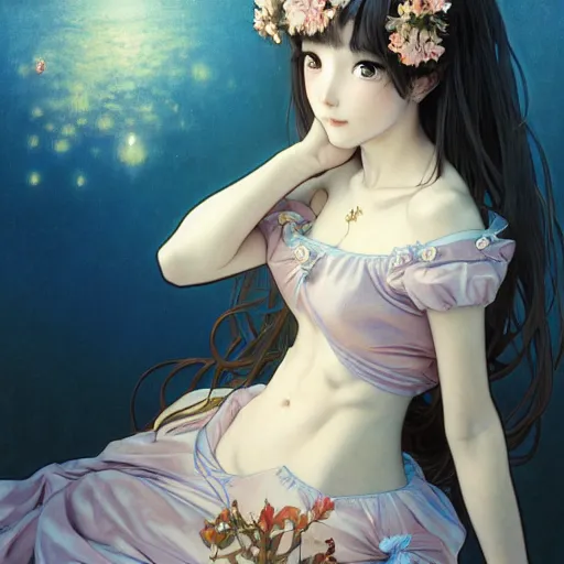 Image similar to a masterpiece ultrarealistic ultradetailed anime portrait of beautiful anime girl in bunny costume baroque renaissance. medium shot, intricate, elegant, by stanley artgerm lau, wlop, alphonse mucha, rossdraws, andrei riabovitchev, yoshitaka amano. in style of hayao miyazaki. flower background my james jeand and takashi murakami.