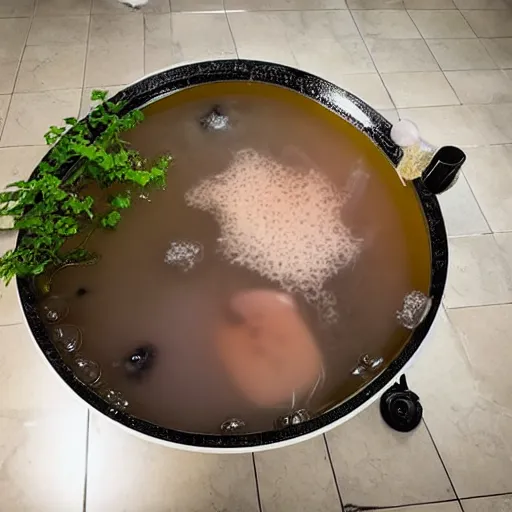 Image similar to photo of bathtub filled with boba tea