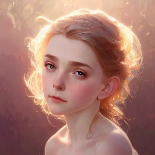 Prompt: beautiful natural McKenna Grace, intricate, elegant, highly detailed, digital painting, artstation, concept art, smooth, sharp focus, illustration, art by artgerm and greg rutkowski and alphonse mucha and loish and WLOP