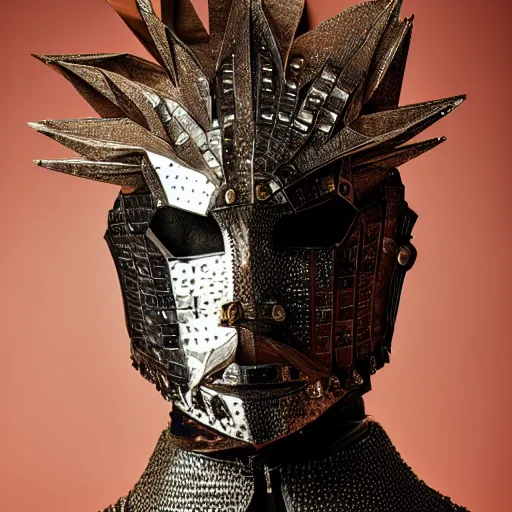 Prompt: a portrait of a beautiful young male wearing an alexander mcqueen armor made of origami , photographed by andrew thomas huang, artistic