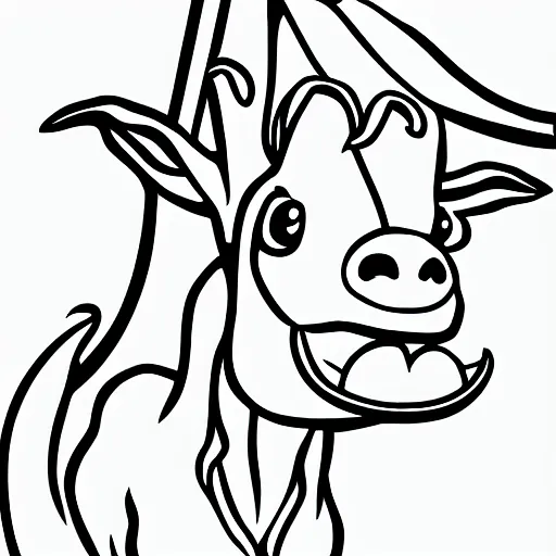 Prompt: billy the disney goat with a churro in his mouth, high quality line art