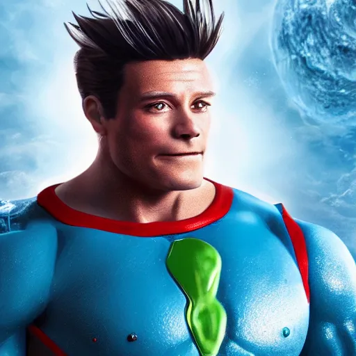 Image similar to Captain Planet as a real person, Hyper realism, 8k