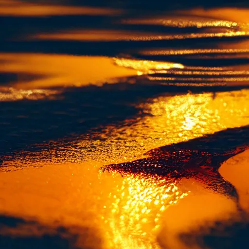 Image similar to a sunset made of flowing liquid honey