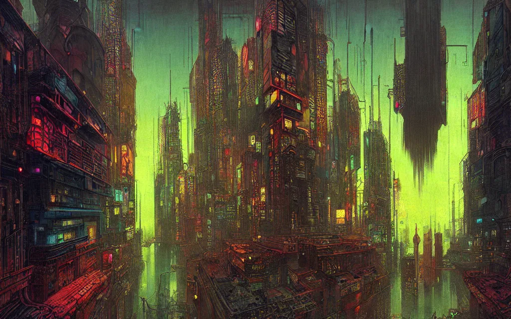 Image similar to technicolor hyperpop cyberpunk cityscape, future perfect, award winning digital art by santiago caruso and odilon redon