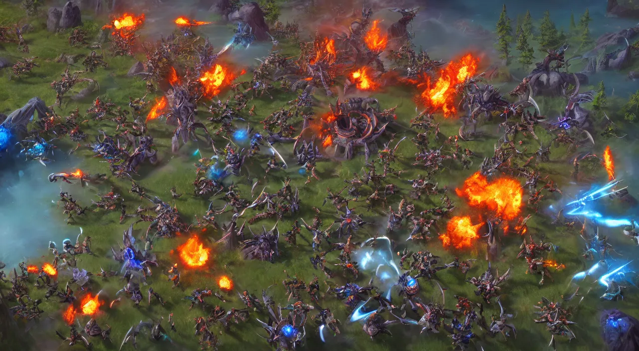 Prompt: epic cinematic battle World of Warcraft, extremely detailed, trending on Artstation, award-winning