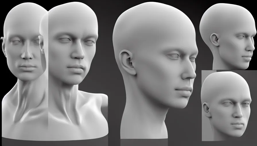 Image similar to human body and head, sss, pbr material, refraction, pale skin