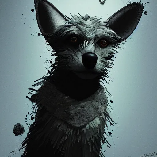 Prompt: Portrait furry ears snout collar neck paws Mummy Wraith wearing a silken leotard ASPCA National Geographic Wikipedia Demiurge pet adoption quill splatterpaint rorschach 4k artstation unreal engine render robert rauschenberg giorgio de chirico greg rutkowski