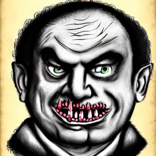 Image similar to a portrait of benjamin netanyahu as dracula, tim burton style